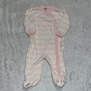 chick pea snap up pink and cream footie/sleeper 0-3 months baby girl